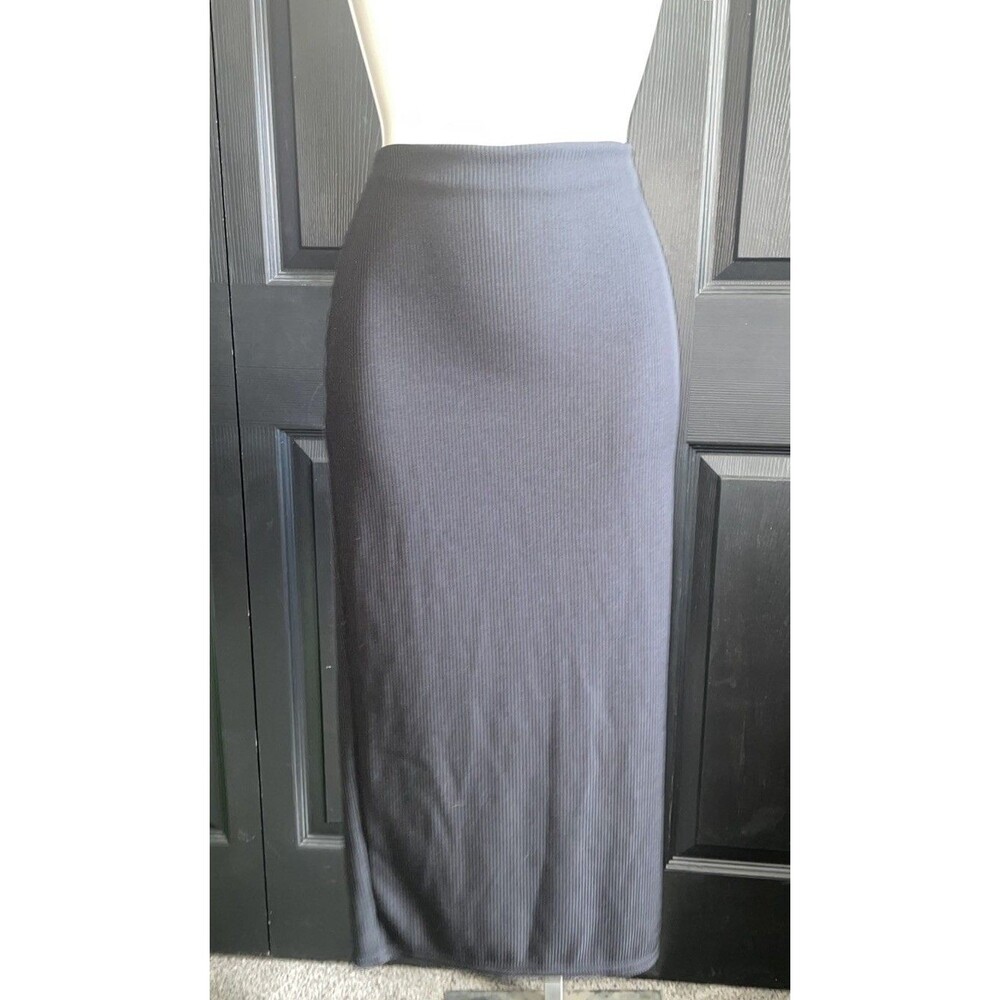 River Island Black Ribbed Knit Maxi Pencil Skirt